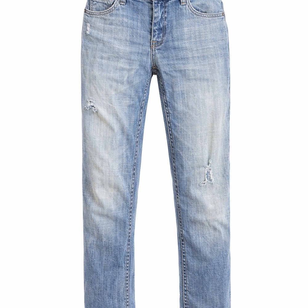 7 For All Mankind Skinny Jeans Womens 26 Low Rise Stretch Blue Distressed